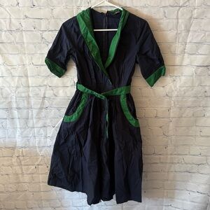 Eshakti A Line dress. Navy and green. size S 6
